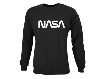 Nasa Worm nagyméretű környaks pamut pulóver - fekete (Méret 5XL, Szín Black)