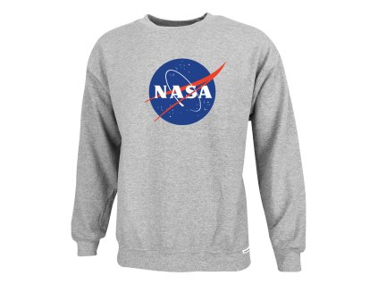 Nasa Insignia nagyméretű környaks pamut pulóver - melírszürke (Méret 5XL, Szín Sport Grey)
