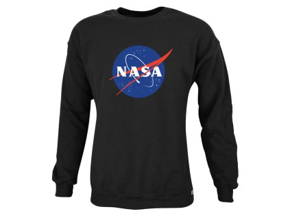 Nasa Insignia nagyméretű környaks pamut pulóver - fekete (Méret 5XL, Szín Black)