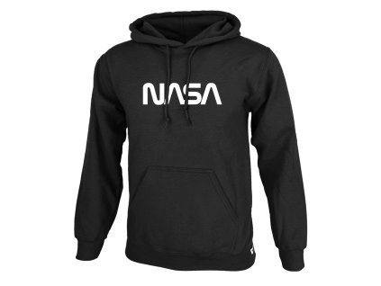 Nasa Worm kenguruzsebes pamut kapucnis pulóver - fekete (Méret XXL, Szín Black)