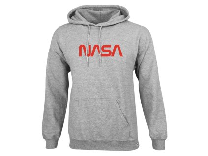 Nasa Worm nagyméretű kenguruzsebes pamut kapucnis pulóver - melírszürke (Méret 5XL, Szín Sport Grey)