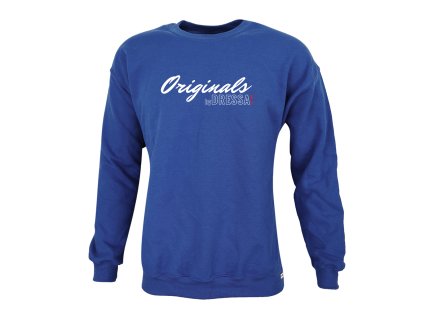 Dressa Originals feliratos nagyméretű környaks pamut pulóver - királykék (Méret 5XL, Szín Royal)