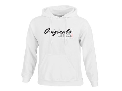 Dressa Originals feliratos kenguruzsebes pamut kapucnis pulóver - fehér (Méret XXL, Szín White)