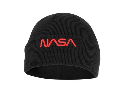 Nasa Worm Red hímzett beanie kötött sapka - fekete (Méret Egy méretes, Szín Black)