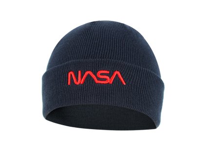 Nasa Worm Red hímzett beanie kötött sapka - sötétkék (Méret Egy méretes, Szín Navy (Sötétkék))
