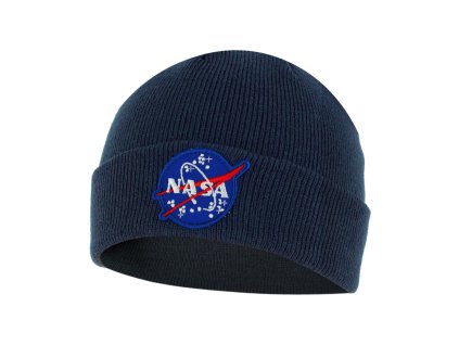 Nasa Insignia hímzett beanie kötött sapka - sötétkék (Méret Egy méretes, Szín Navy (Sötétkék))