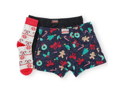 Dressa Xmas karácsonyi zokni és boxeralsó csomag férfiaknak (Méret XXL, Szín Színszorti)