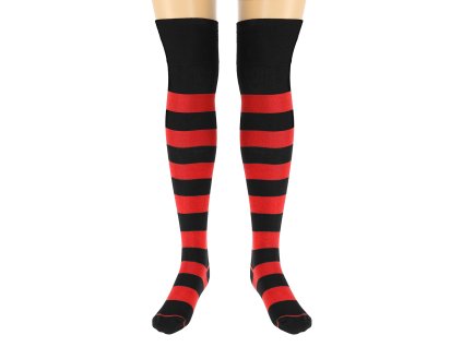 Dressa Socks csíkos pamut combzokni - fekete-piros (Méret 39-42, Szín Fekete-Piros)