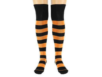 Dressa Socks csíkos pamut combzokni - fekete-narancssárga (Méret 39-42, Szín fekete-narancssárga #000000)