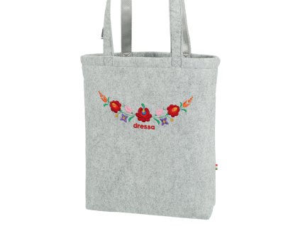 Dressa Bag matyó mintás hímzett filc női shopper táska - szürke (Méret Egy méretes, Szín Grey Melange)