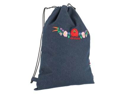 Dressa Denim kalocsai mintás hímzett női farmer neszeszer - kék (Méret Egy méretes, Szín Blue (Farmerkék))