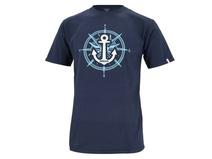 Dressa Sailing hímzett horgony mintás környaks rövid ujjs pamut póló - sötétkék (Méret 4XL, Szín Navy)