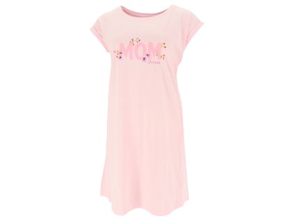 Dressa Mom feliratos pamut pólóruha - rózsaszín (Méret L/XL, Szín Pale Pink (Rózsaszín))