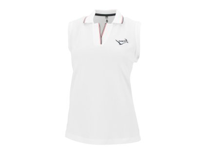 Dressa Sailing hímzett ujjatlan galléros pamut női piké póló - fehér (Méret XXL, Szín White/Navy/Red #ffffff)