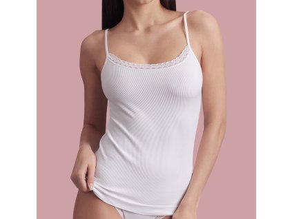 Bellissima 156 Caraco csipkés hosszanti bordás női trikó (Méret M/L, Szín Nudo (Testszín))