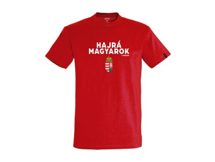 Dressa Hungary Hajrá Magyarok feliratos pamut nagyméretű szurkolói póló - piros (Méret 5XL, Szín Red)