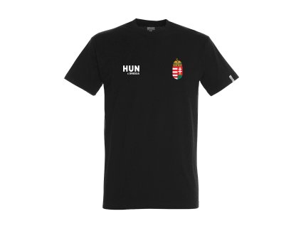 Dressa Hungary magyar címeres pamut szurkolói póló - fekete (Méret XXL, Szín Black)