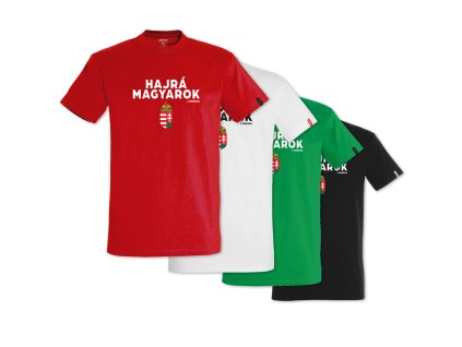 Dressa Hungary magyar címeres pamut nagyméretű szurkolói póló csomag - 4db (Méret 5XL, Szín Red-White-Green-Black #ff0000)