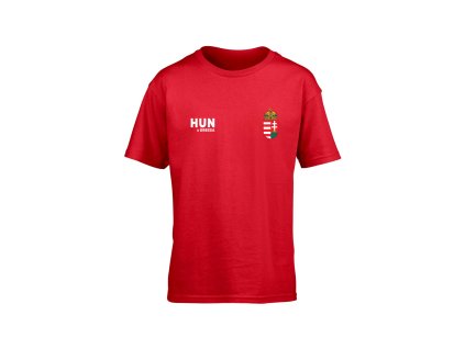 Dressa Hungary magyar címeres pamut gyerek szurkolói póló - piros (Méret XL, Szín Red)