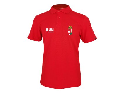 Dressa Hungary magyar címeres pamut galléros nagyméretű szurkolói póló - piros (Méret 4XL, Szín Red)