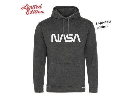 Nasa Worm kenguruzsebes kapucnis pulóver - Limited Edition - szürke (Méret 3XL, Szín Washed Charcoal #625D5D)
