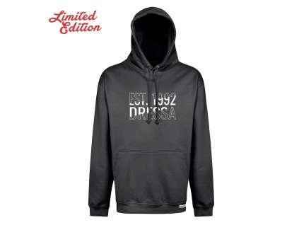 Dressa EST.1992 feliratos kenguruzsebes kapucnis pulóver - Limited Edition - szürke (Méret 4XL, Szín Ash Grey)