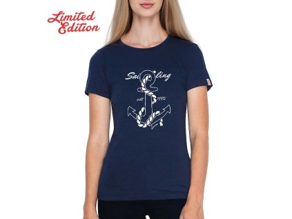 Dressa Sailing horgony mintás női pamut póló - Limited Edition - sötétkék (Méret XL, Szín Navy (Sötétkék))