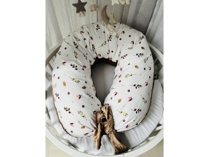 Kojící polštář MAXI jin jang lístečky hnědá růže minky