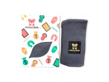 Mimoušek pletená deka 100% bavlna grafit. Pletená deka skandinávského stylu vhodná do podzimního a zimního počasí.Rozměr: 80x100 cm100% bavlna