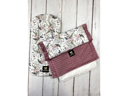Set podložky a deky do kočárku Mimoušek růže + starorůžová minky. Celoroční set do kočárku skládající se z podložky z viscoelastické paměťové pěny a deky s vyjímatelnou hřejivou vložkou. Designed by Mimoušek, vyrobeno v České republice za použití certifikovaných látek pro děti do 3 let.