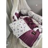 Set do postýlky Květiny 3. Dopřejte svému miminku krásné luxusní sety do postýlky z Mimouškových atestovaných a zdravotně nezávadných látek. Celý set obsahuje hnízdečko, deku, zavinovačku péřovou nebo lehkou, dekorační polštářek, stabilizační polštářek, copánkový nebo polštářkový mantinel. Kombinovat můžete všechny dostupné látky, které najdete v sekci metráž - minky, bavlna, velvet, mušelín, vafle. Sestavte svému miminku dokonalou výbavičku s Mimouškem :) Nezapomeňte že k setu můžete doladit i kojící polštář nebo mušelínky :)Při akční ceně setu je v ceně lehká zavinovačka a délka copu max. 2,5m.