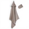 Dětská osuška s kapucí a žíněnkou béžová set