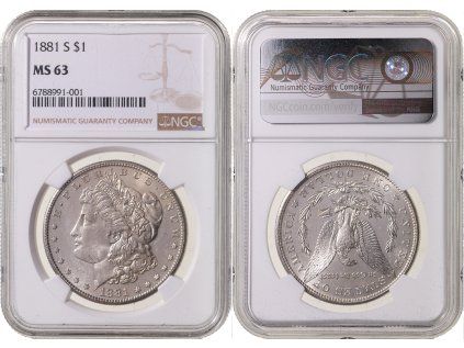1 DOLLAR 1881 S Morgan NGC MS 63