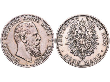 5 MARKA 1888 A PRUSKO (PREUSSEN)