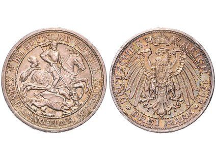 3 MARKA 1915 A PRUSKO (PREUSSEN)