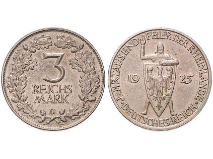 3 MARKA 1925 D VÝMARSKÁ REPUBLIKA