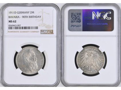 2 MARKA 1911 D BAVORSKO (BAYERN) NGC MS 62