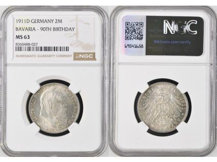 2 MARKA 1911 D BAVORSKO (BAYERN) NGC MS 63
