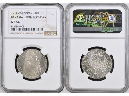 2 MARKA 1911 D BAVORSKO (BAYERN) NGC CERTIFICATION MS 64