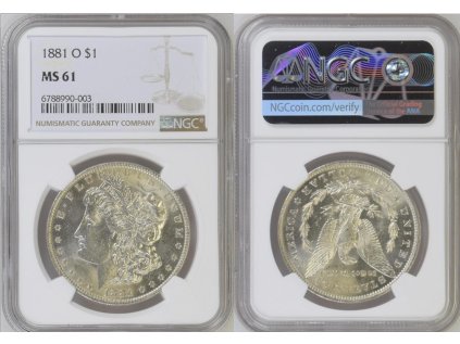 1 DOLLAR 1881 MORGAN NGC MS 61