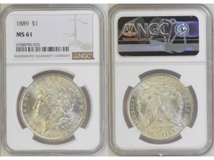 1 DOLLAR 1889 MORGAN NGC MS 61