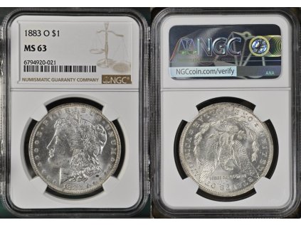 1 DOLLAR 1883 O MORGAN NGC MS 63 standard etiketa