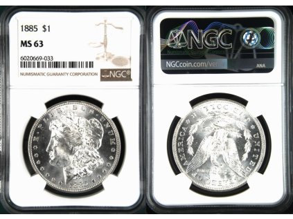 1 DOLLAR 1885 MORGAN NGC MS 63
