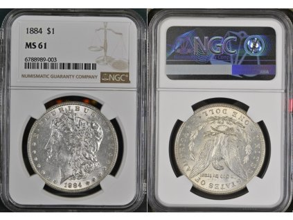 1 DOLLAR 1884 MORGAN NGC MS 61