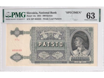 500 Ks 1941 SPECIMEN PMG 63 A