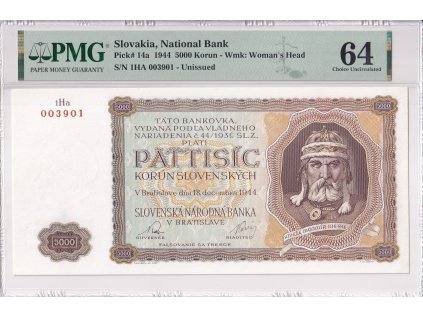 5000 Ks 1944 nevydaná bez spec PMG 64  A