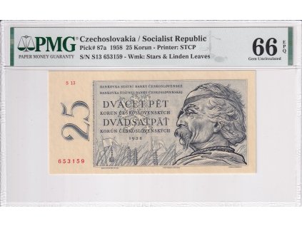 Bankovka 25 Kcs 1958 A PMG 66 EPQ