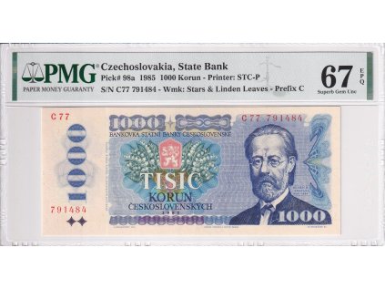 Bankovka 1000 Kc 1985 A PMG 67 EPQ