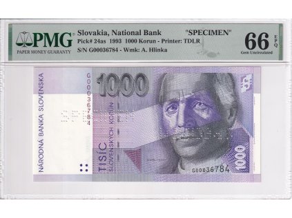 Bankovka 1000 Ks 1993 A PMG 66 EPQ