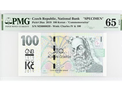 Bankovka 100 Kc 2019 A pametni 1919 - 2019